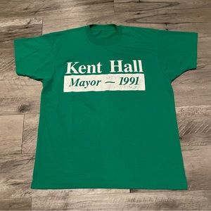 Vintage 1991 Single Stitch Kent Hall for Mayor of Charleston T-Shirt Size Large